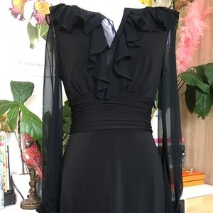 Kay Unger Ruffle Black Mini Dress 10